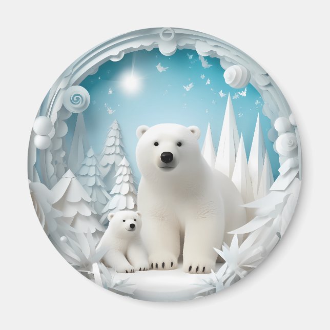 Eisbär mit kalter Arktis Weißer Winter Magnet (Vorne)