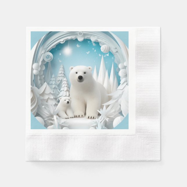Eisbär mit kalter Arktis Weißer Winter Serviette (Vorderseite)