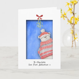 Eisbär mit Mistletoweihnachtsfest Karte