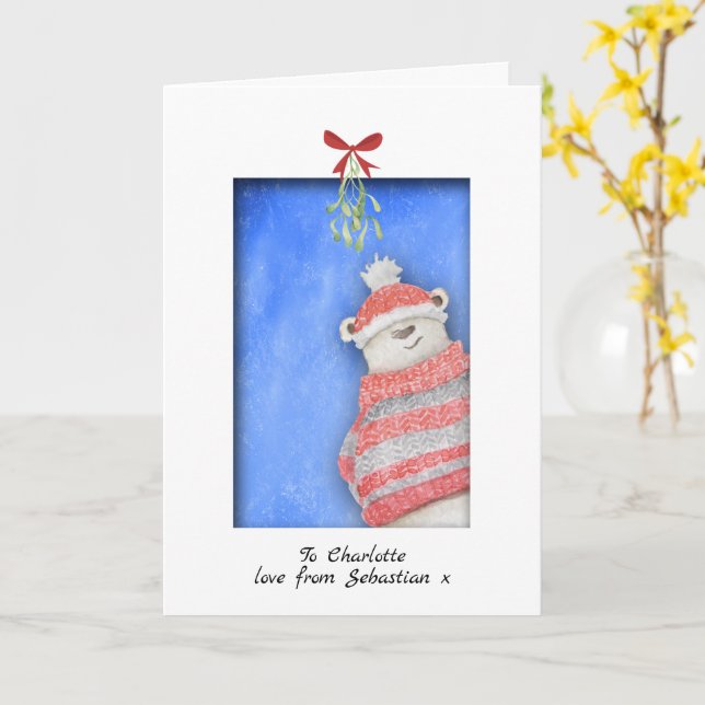 Eisbär mit Mistletoweihnachtsfest Karte (Gelbe Blume)