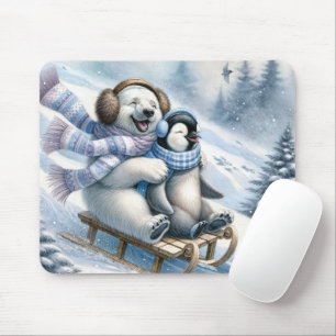 Eisbär mit Pinguin Mousepad