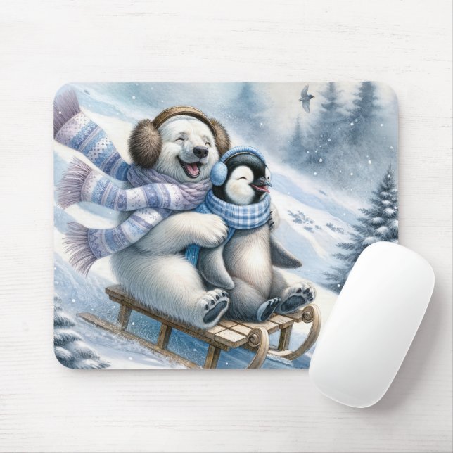 Eisbär mit Pinguin Mousepad (Mit Mouse)