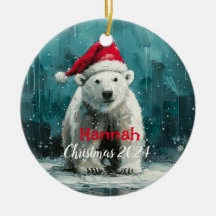 Eisbär mit Santa Cap Ornament