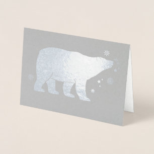 Eisbär mit Schneeflocken und Sternen Folienkarte