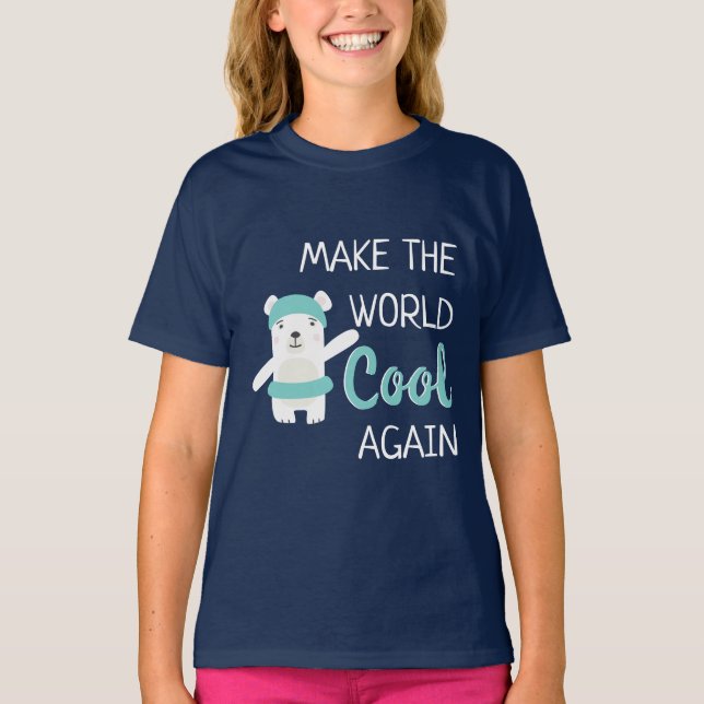 Eisbär mit schwimmendem Ring Klimawandel T-Shirt (Vorderseite)