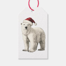 EISBÄR MIT WEIHNACHTSMANNMÜTZE GESCHENKETIKETT GESCHENKANHÄNGER