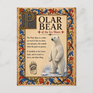 Eisbär, mittelalterliche Bestiarien-Kunst Postkarte
