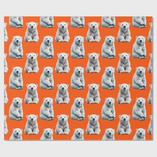 Eisbär-Musterdesign auf Orange Geschenkpapier