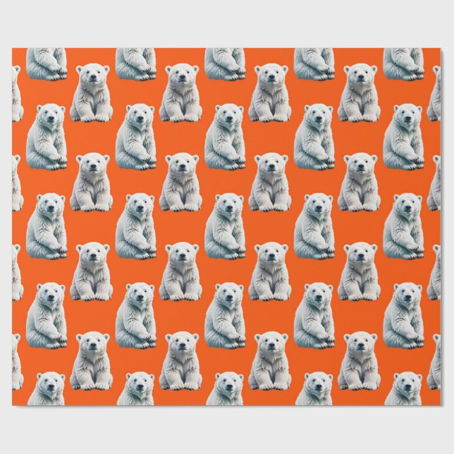 Eisbär-Musterdesign auf Orange Geschenkpapier (Flach)