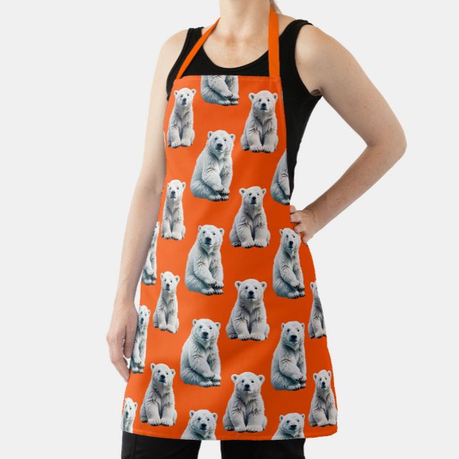Eisbär-Musterdesign auf Orange Schürze (Von Creator hochgeladen)
