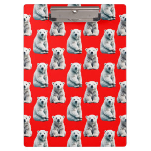 Eisbär-Musterdesign auf Rot Klemmbrett