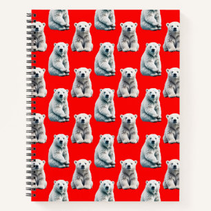 Eisbär-Musterdesign auf Rot Notizbuch