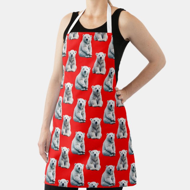 Eisbär-Musterdesign auf Rot  Schürze (Von Creator hochgeladen)