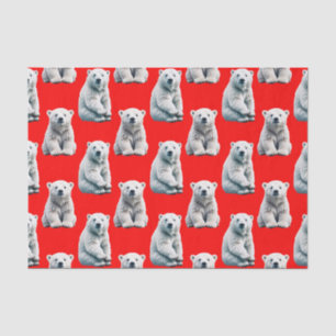Eisbär-Musterdesign auf Rot Seidenpapier