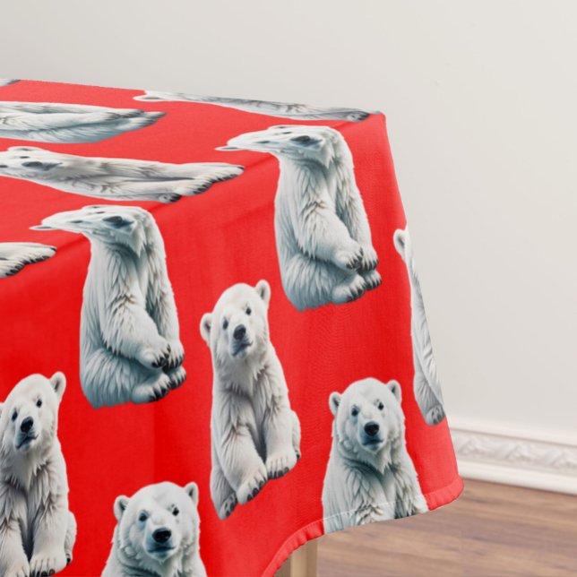 Eisbär-Musterdesign auf Rot  Tischdecke (Von Creator hochgeladen)