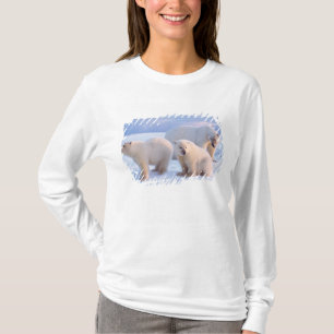 Eisbär-Mutter mit Jungen auf Packeis der Küste T-Shirt