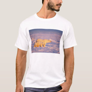 Eisbär-Muttertier mit Frühlingsjungen auf dem gefr T-Shirt