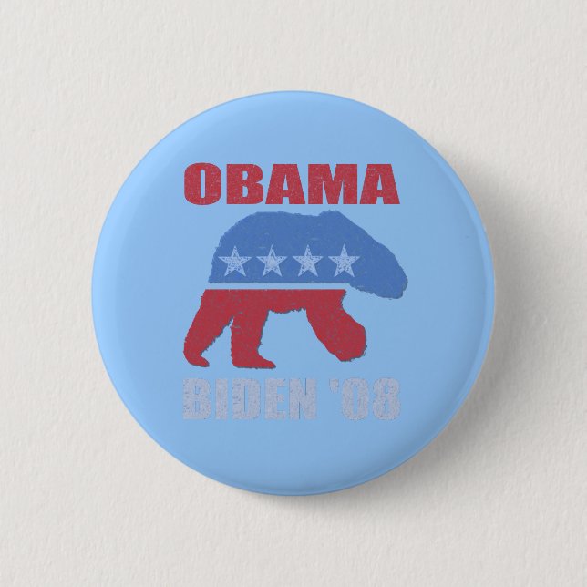 Eisbär Obama Biden '08 Button Pin (Vorderseite)