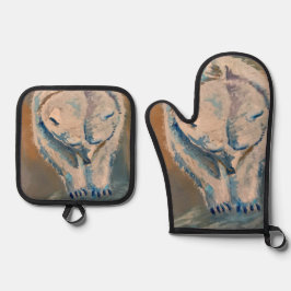 Eisbär Ofenhandschuh & Topflappen-Set