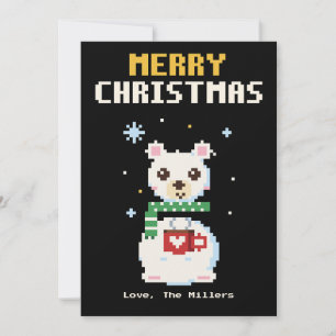 Eisbar Pixel-Art Weihnachtskarte Feiertagskarte
