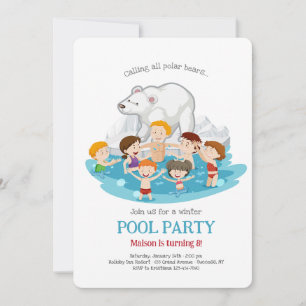 Eisbar-Poolparty-Einladung Einladung