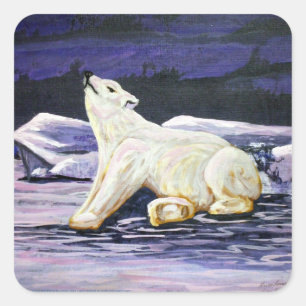 Eisbär Quadratischer Aufkleber