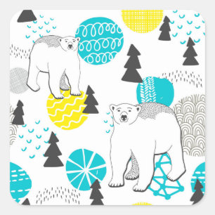 Eisbär Quadratischer Aufkleber