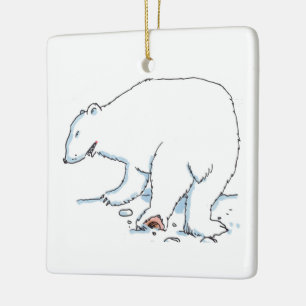 Eisbar quadratischer Keramik-Schmuck 2-seitig Keramikornament
