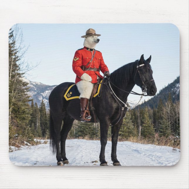 Eisbär RCMP Korporal zu Pferd Mousepad (Vorne)