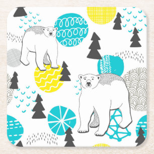 Eisbär Rechteckiger Pappuntersetzer