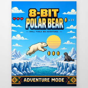 Eisbär, Retro-8-Bit-Pixelkunst Postkarte