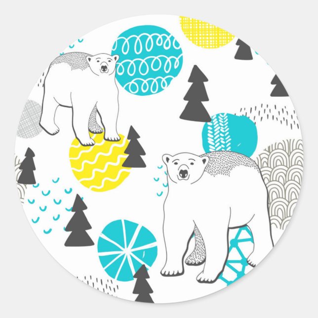 Eisbär Runder Aufkleber (Vorderseite)