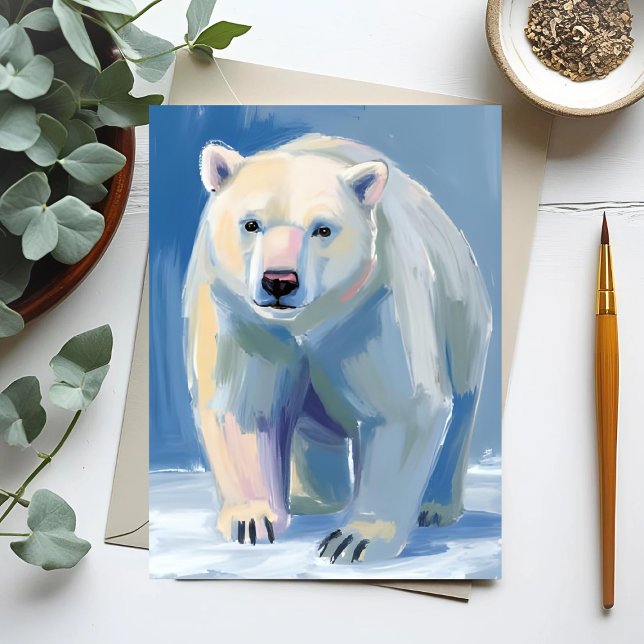 Eisbär | Schönes Tier Gemälde Postkarte (Von Creator hochgeladen)