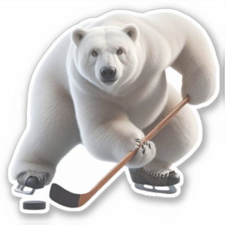 Eisbär spielt Hockey Aufkleber