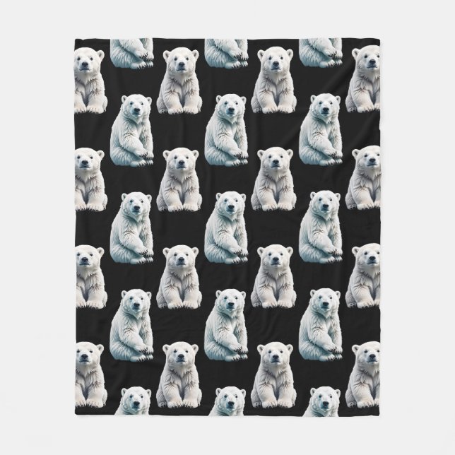 Eisbar-Tiermuster-Design  Fleecedecke (Vorderseite)