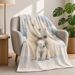 Eisbär und Jungtier Arktische Eleganz Fleecedecke