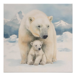 Eisbär und Jungtier - Arktische Eleganz Poster