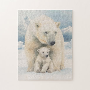Eisbär und Jungtier - Arktische Eleganz Puzzle