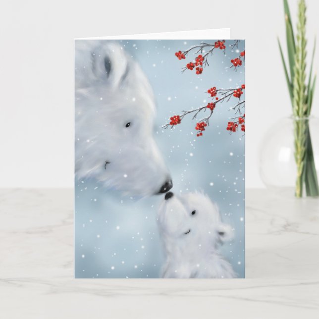 Eisbär und Niedlicher Cub, frohe Weihnachten Karte (Vorderseite)