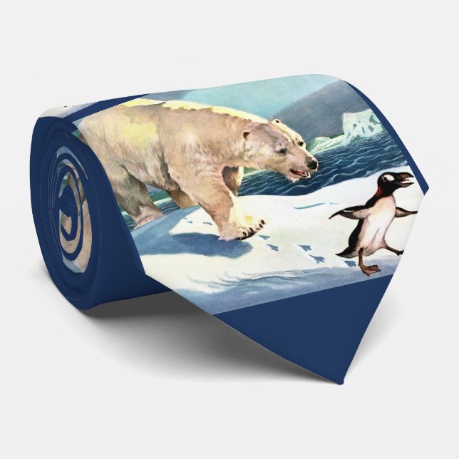 Eisbär und Pinguin Krawatte (Gerollt)