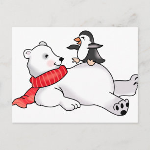 Eisbär und Pinguin Postkarte
