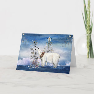 Eisbär und Winterbeeren Feiertagskarte
