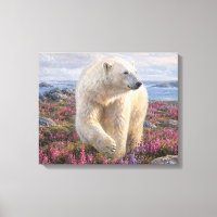 Eisbär unter Wildblumen Arktische Tundra