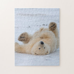Eisbär, Ursus maritimus, Jungtier rollt Puzzle