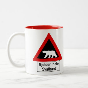 Eisbär, Verkehrszeichen, Norwegen Zweifarbige Tasse