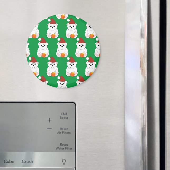 Eisbär Weihnachten Weihnachtsmannmütze niedliches  Magnet (In Situ (Kühlschrank))