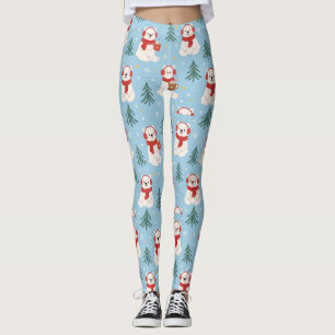 Eisbär-Weihnachts-Schlafanzughose - Blaue Schlafan Leggings