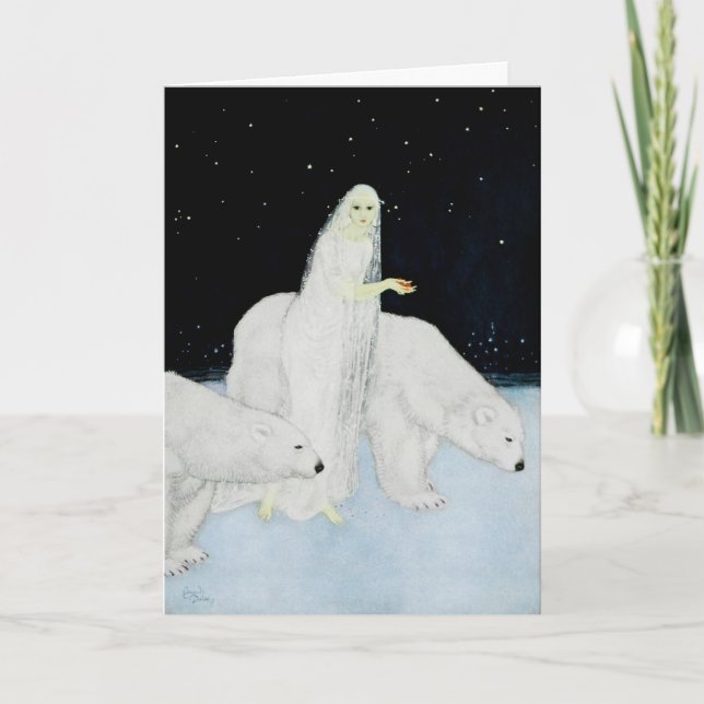 Eisbär-Weihnachtsfeiertag kardiert Edmund Dulac Feiertagskarte (Vorderseite)