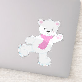 Eisbär, Weißbär, Eisbär, Scarf, Skaten Aufkleber