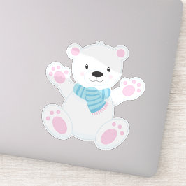 Eisbär, Weißbär, Niedlicher Bär, Bär mit Karpfen Aufkleber
